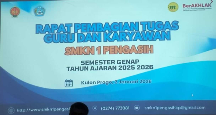 Rapat Pembagian Tugas Semester Genap TA 2025/2026 di SMK Negeri 1 Pengasih (02/01/2026)